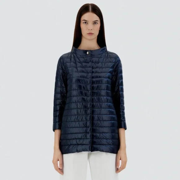 HERNO Ultralight Goose Down Rossella Jacket Navy. Sz US 10| $685 Retail - Picture 1 of 16
